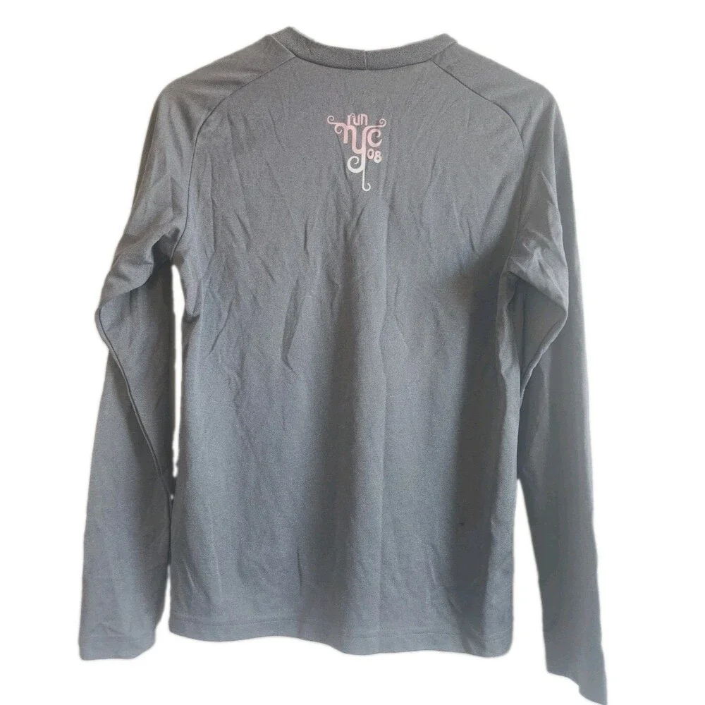 Nike Dri Fit Running Shirt Women Gray Long Sleeve Athletic Training Top NYC 2008